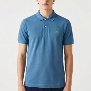 Polo LC bleu en coton piqué